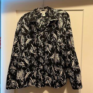Black and White Long-Sleeved Pendleton Blouse